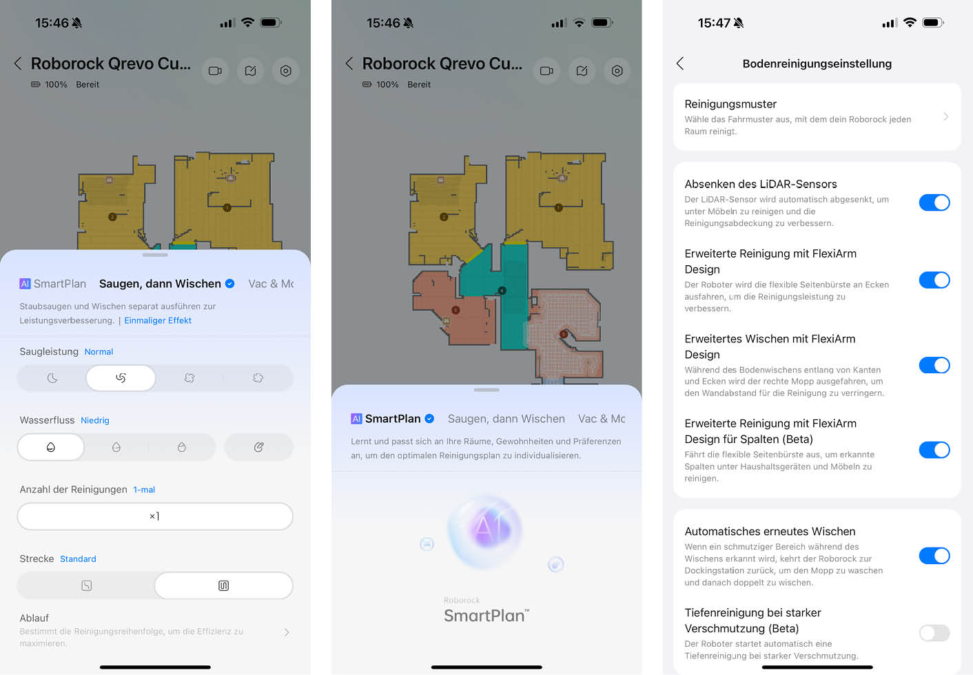 Roborock Qrevo CurvX App Reinigung
