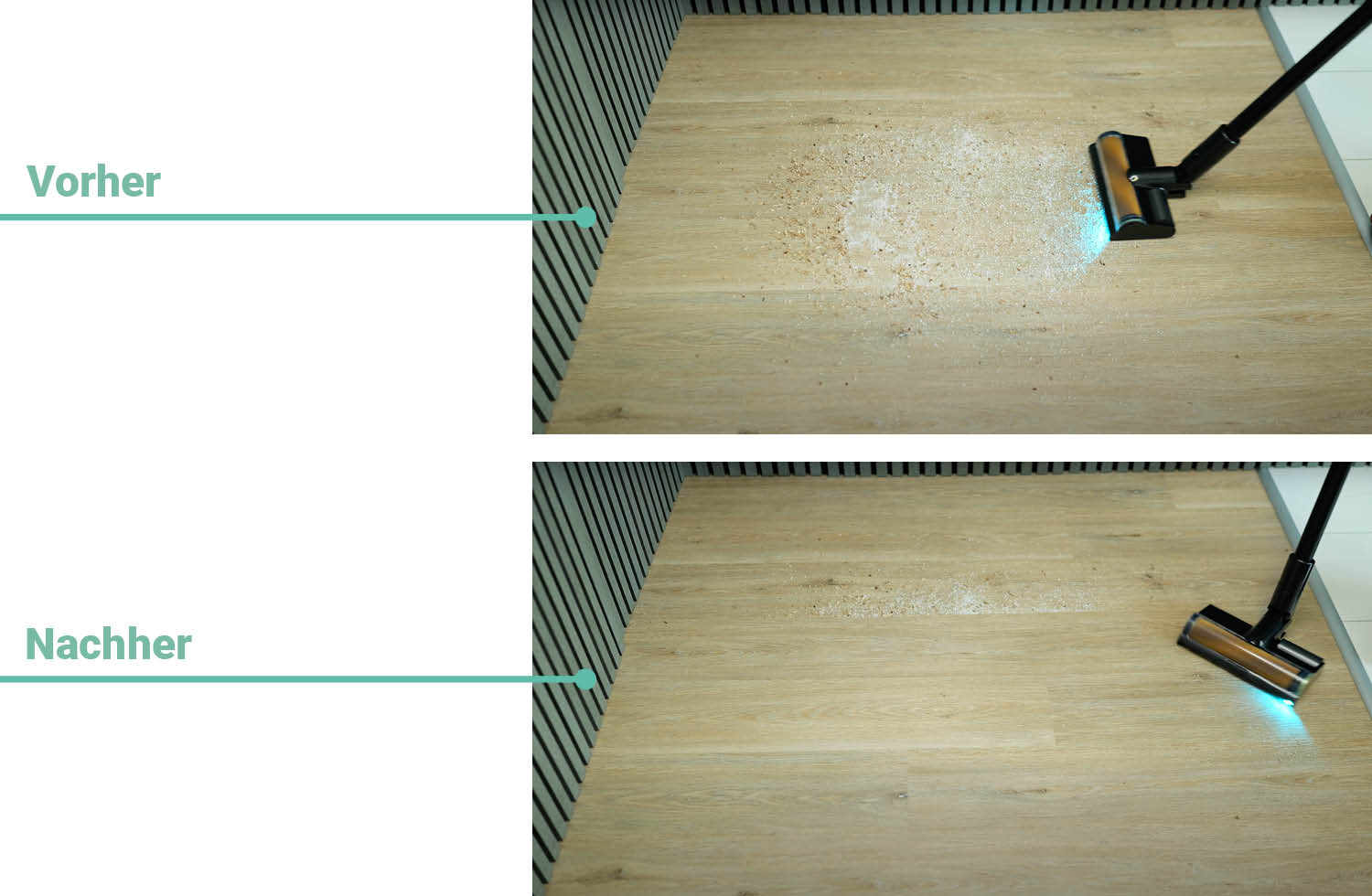 Saugergebnis auf Hartboden Dreame z40 station