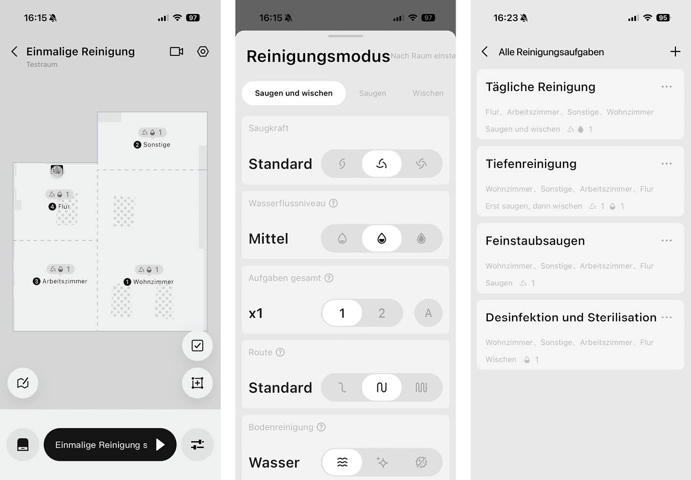 DJI ROMO P App Reinigung