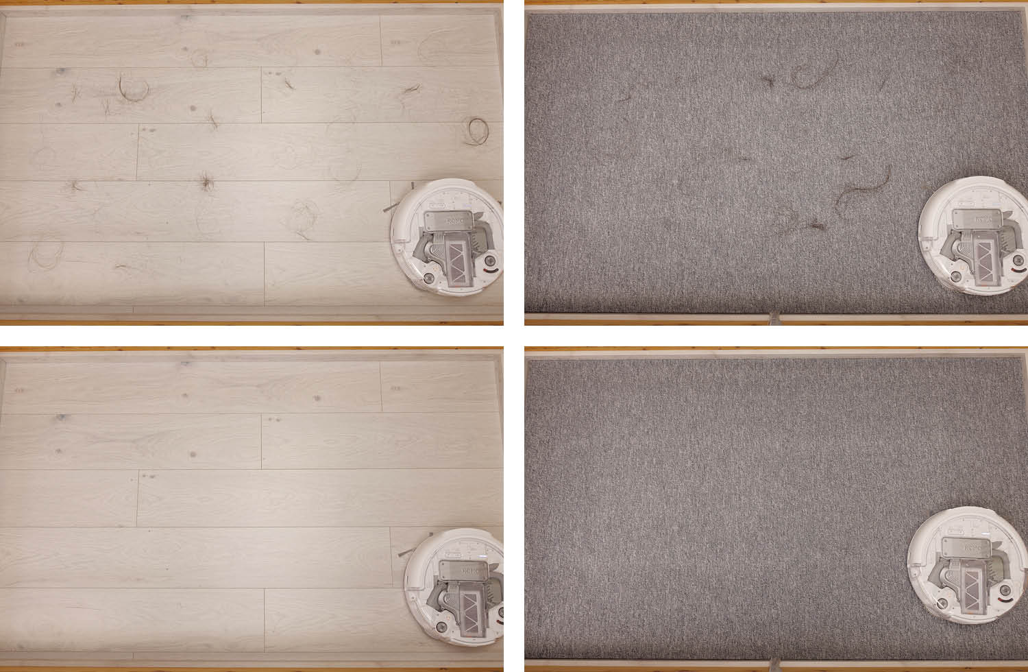 DJI ROMO P Saugen Haare Borstenbürste Vorher Nachher