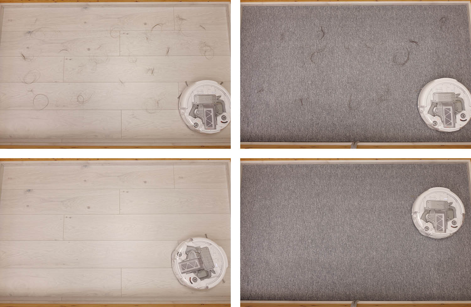 DJI ROMO P Saugen Haare Vollgummibürste Vorher Nachher