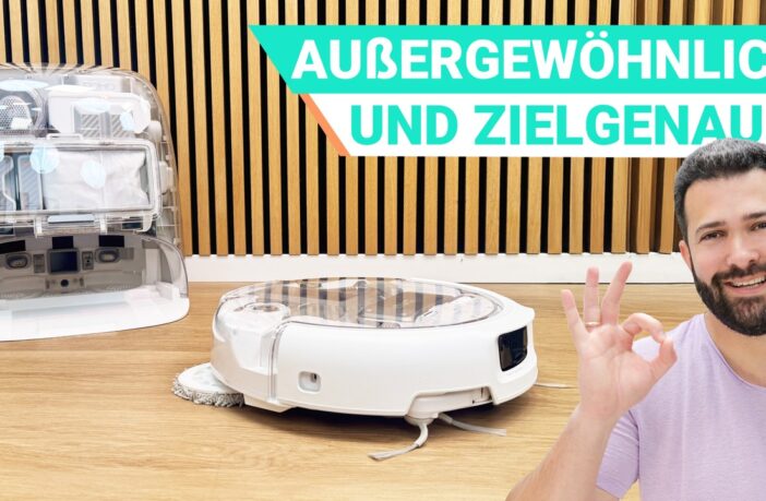 DJI Romo P Saug- und Wischroboter mit zwei Bürsten, stylischem Design und präziser Navigation im Test.