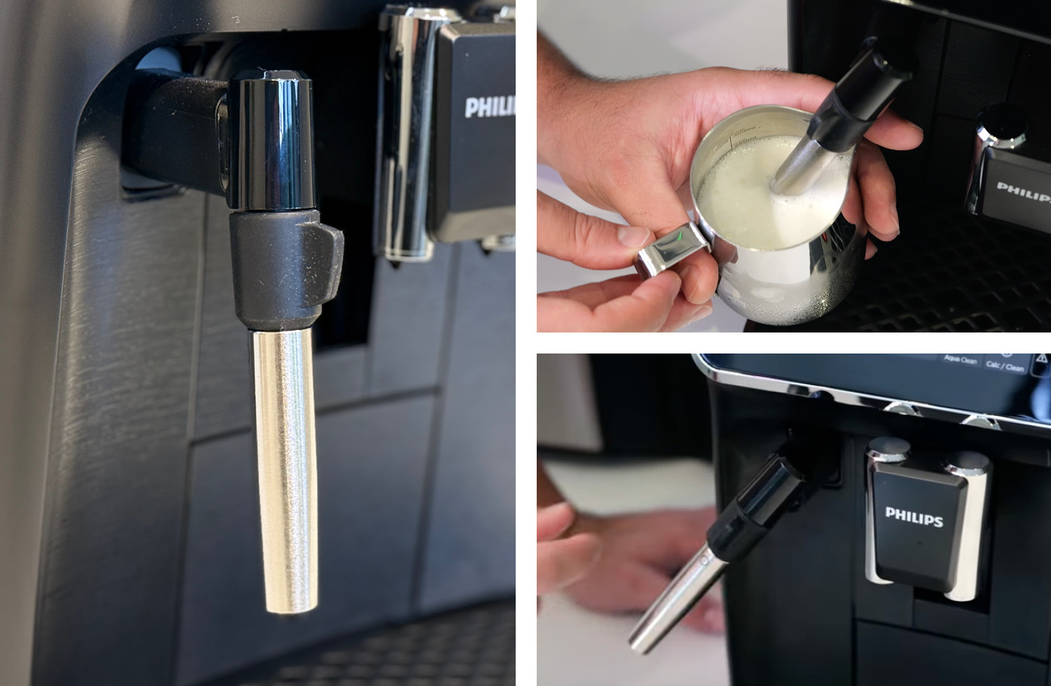 Die Dampflanze verwandelt Milch in Milchschaum