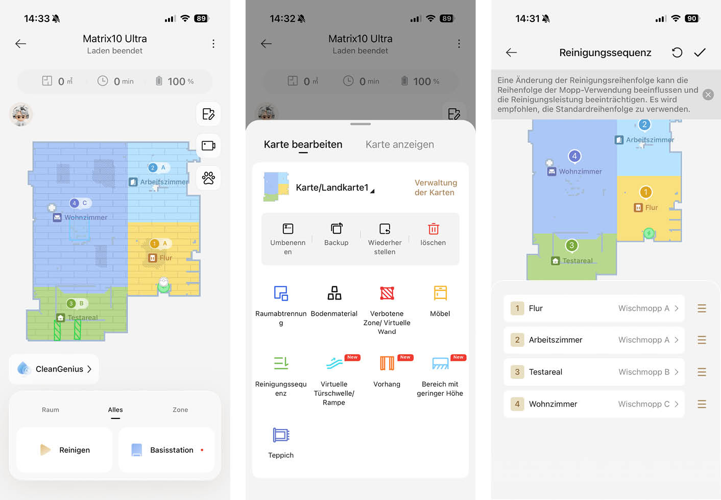 Dreame Matrix10 Ultra App Karte