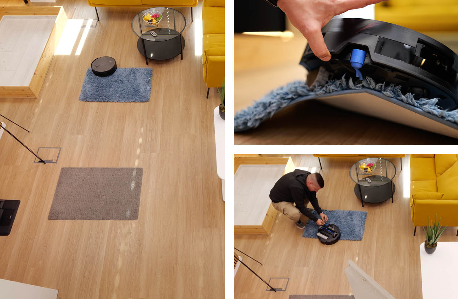 ECOVACS DEEBOT X11 OmniCyclone Navigation Blauer Teppich