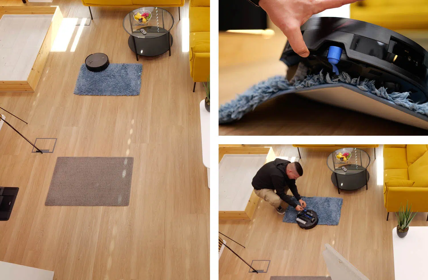 ECOVACS DEEBOT X11 OmniCyclone Navigation Blauer Teppich