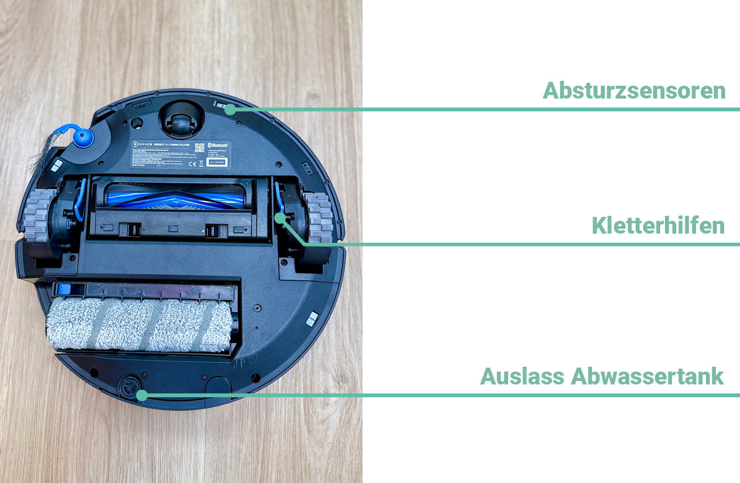 ECOVACS DEEBOT X11 OmniCyclone Unterseite