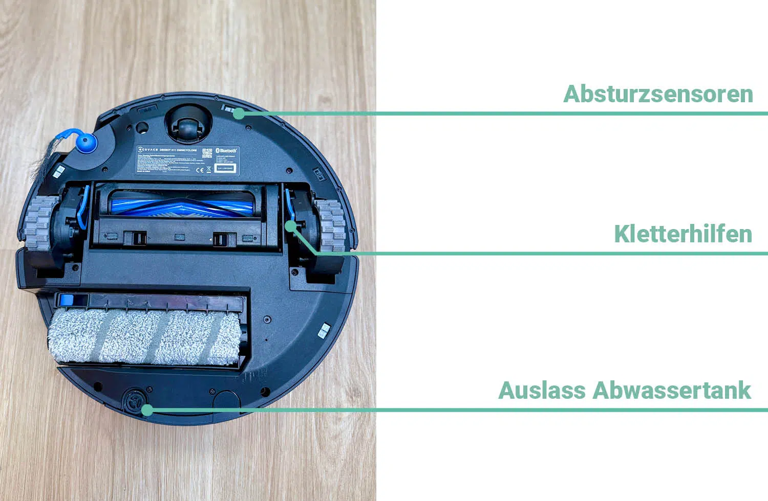 ECOVACS DEEBOT X11 OmniCyclone Unterseite