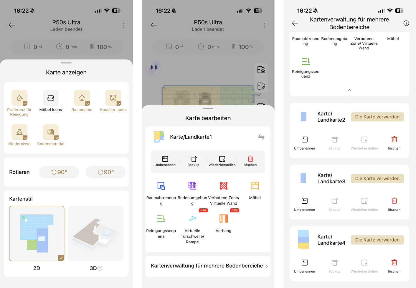 MOVA P50s Ultra App Karte