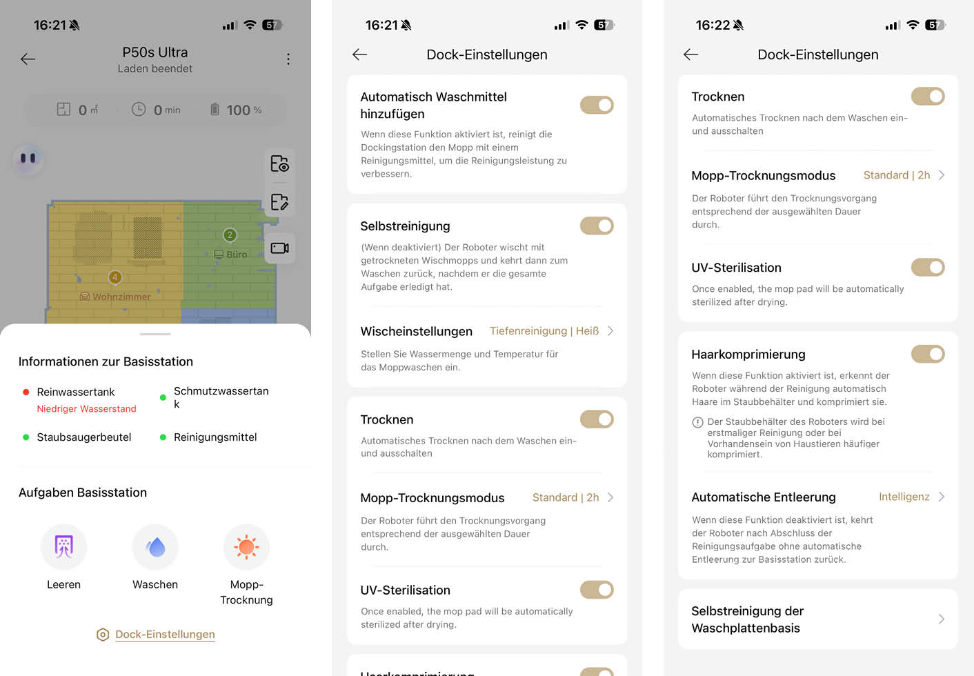 MOVA P50s Ultra App Reinigungsstation