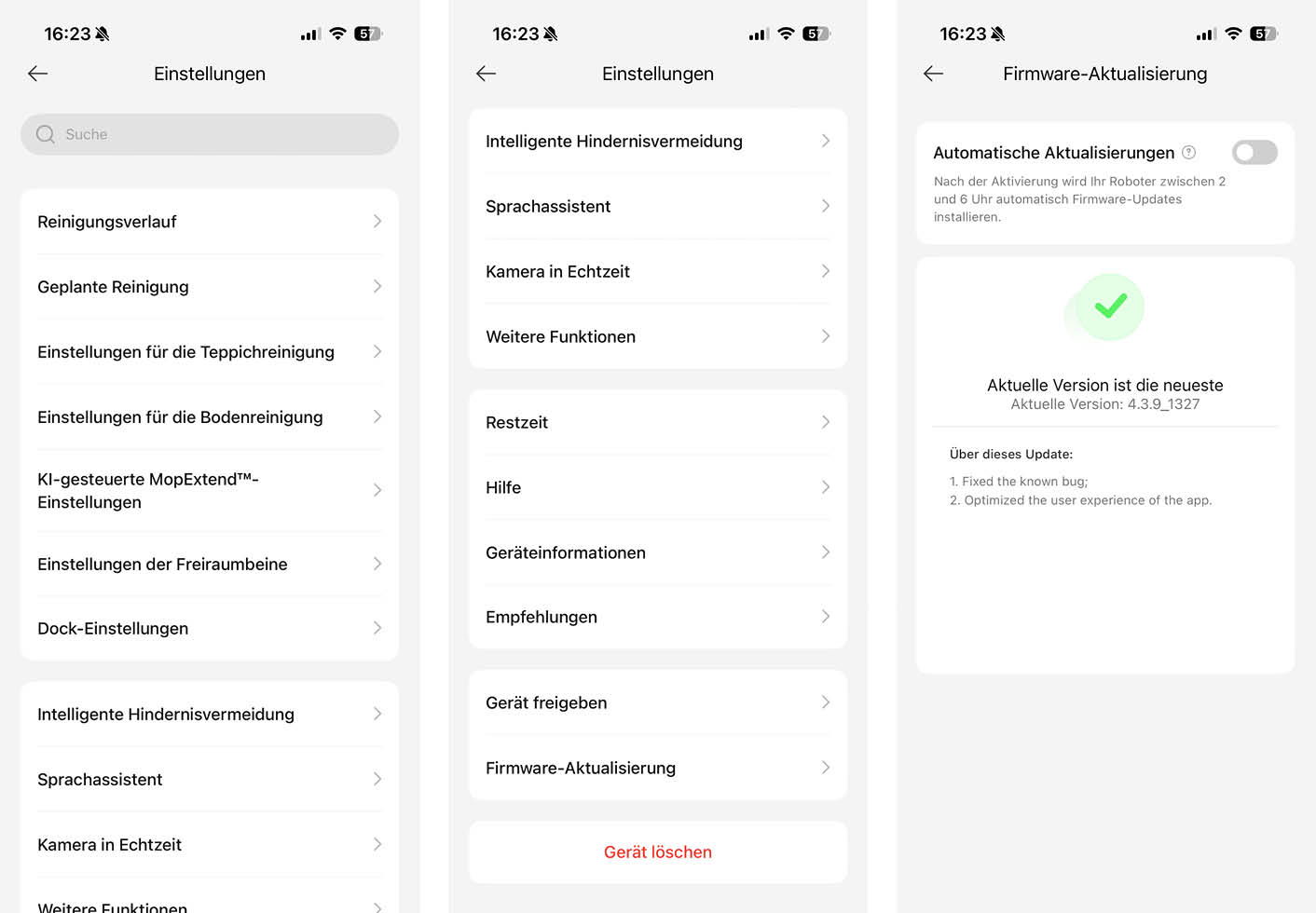 MOVA P50s Ultra App weitere Einstellungne