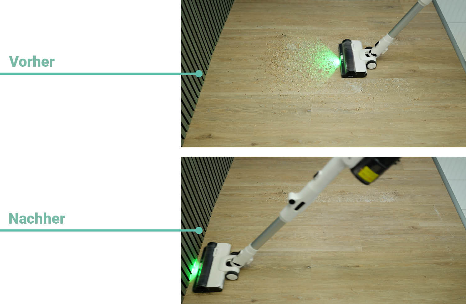 Reinigungsergebnis des Tineco Pure One A50S Plus auf Hartboden