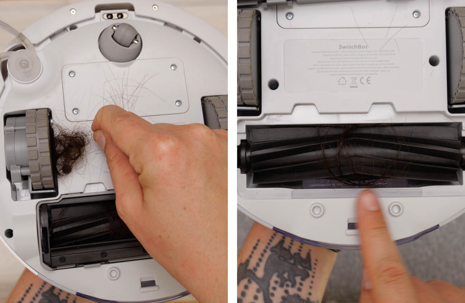 Verhedderte Haare im Saugroboter