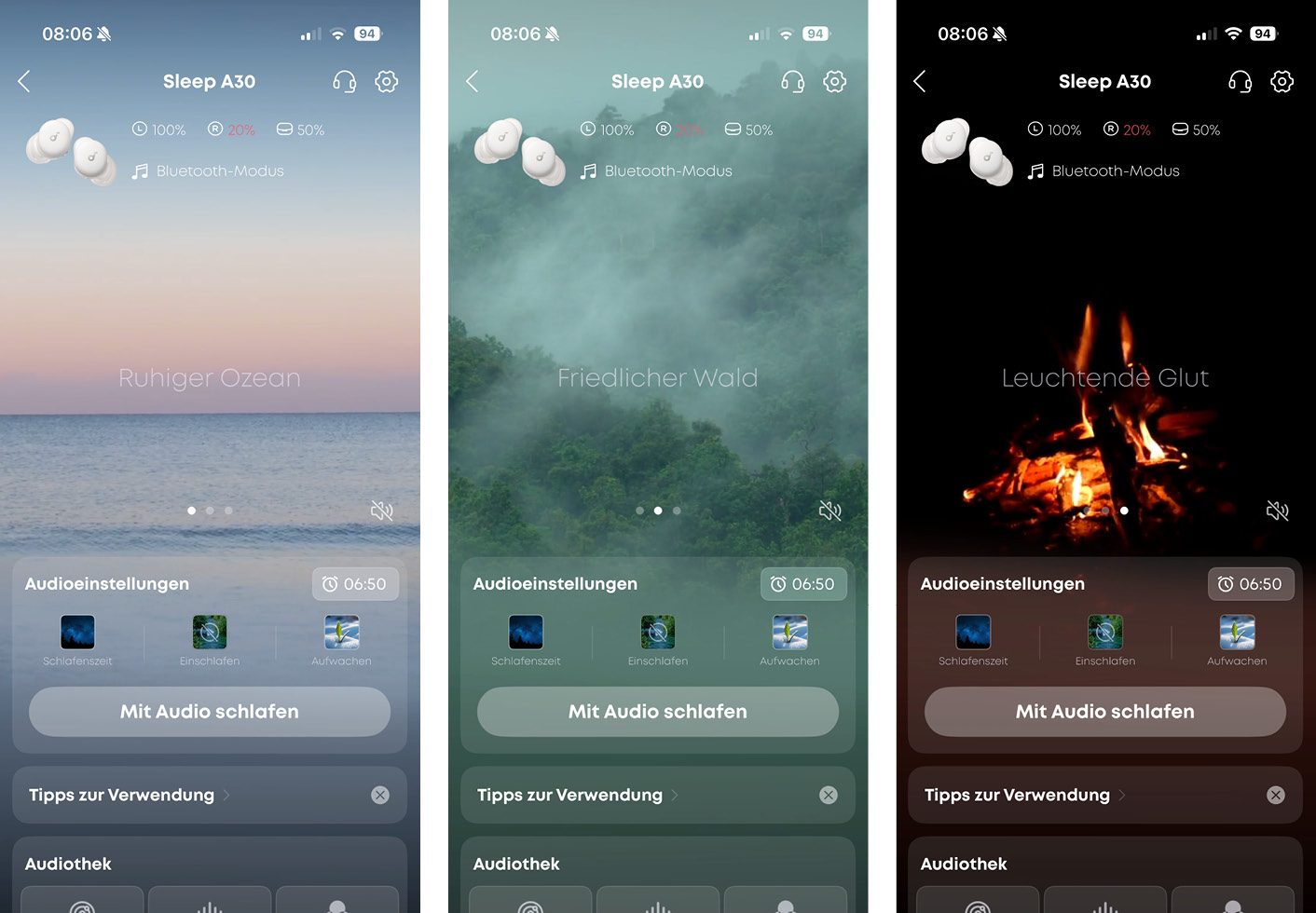 soundcore Slepp A30 - App - Einschlafgeräusche