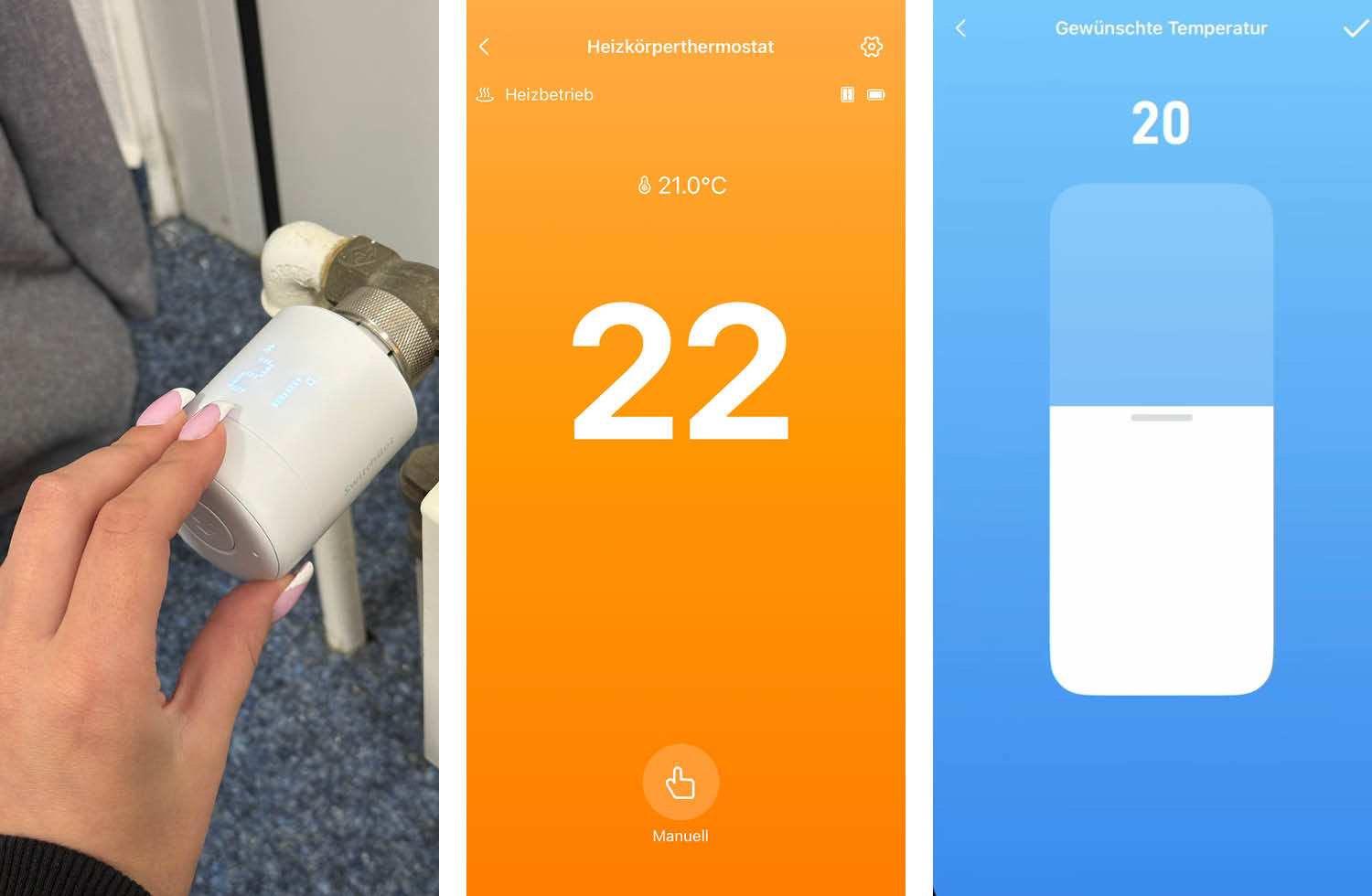 Beedienung des Heizkörperthermostates