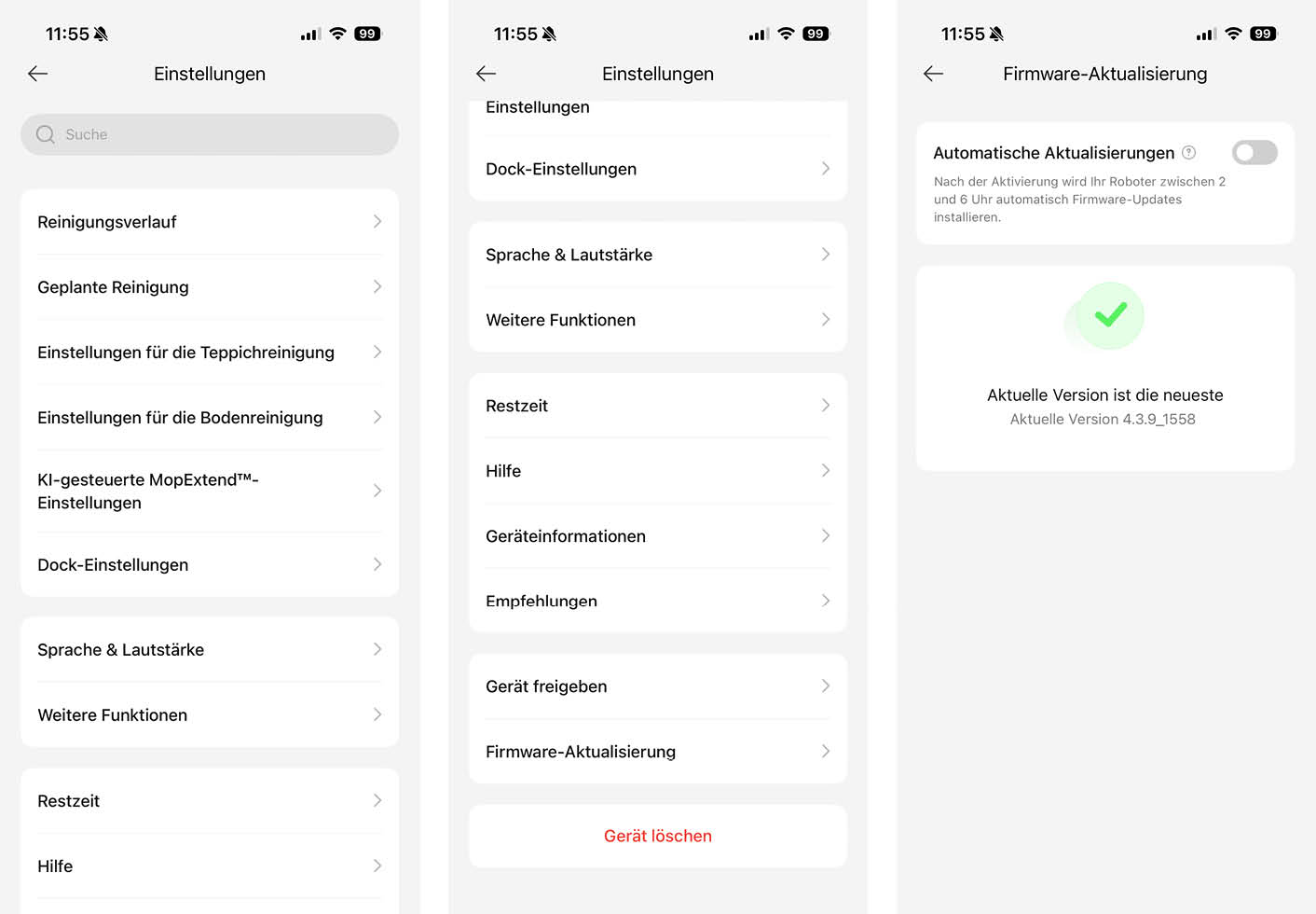MOVA E40 Ultra App Einstellungen