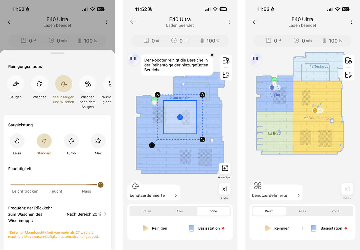 MOVA E40 Ultra App Reinigung