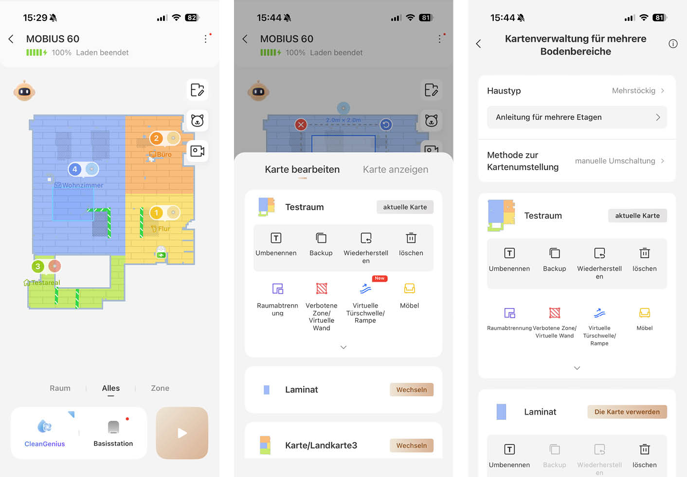 MOVA MOBIUS 60 App Karte