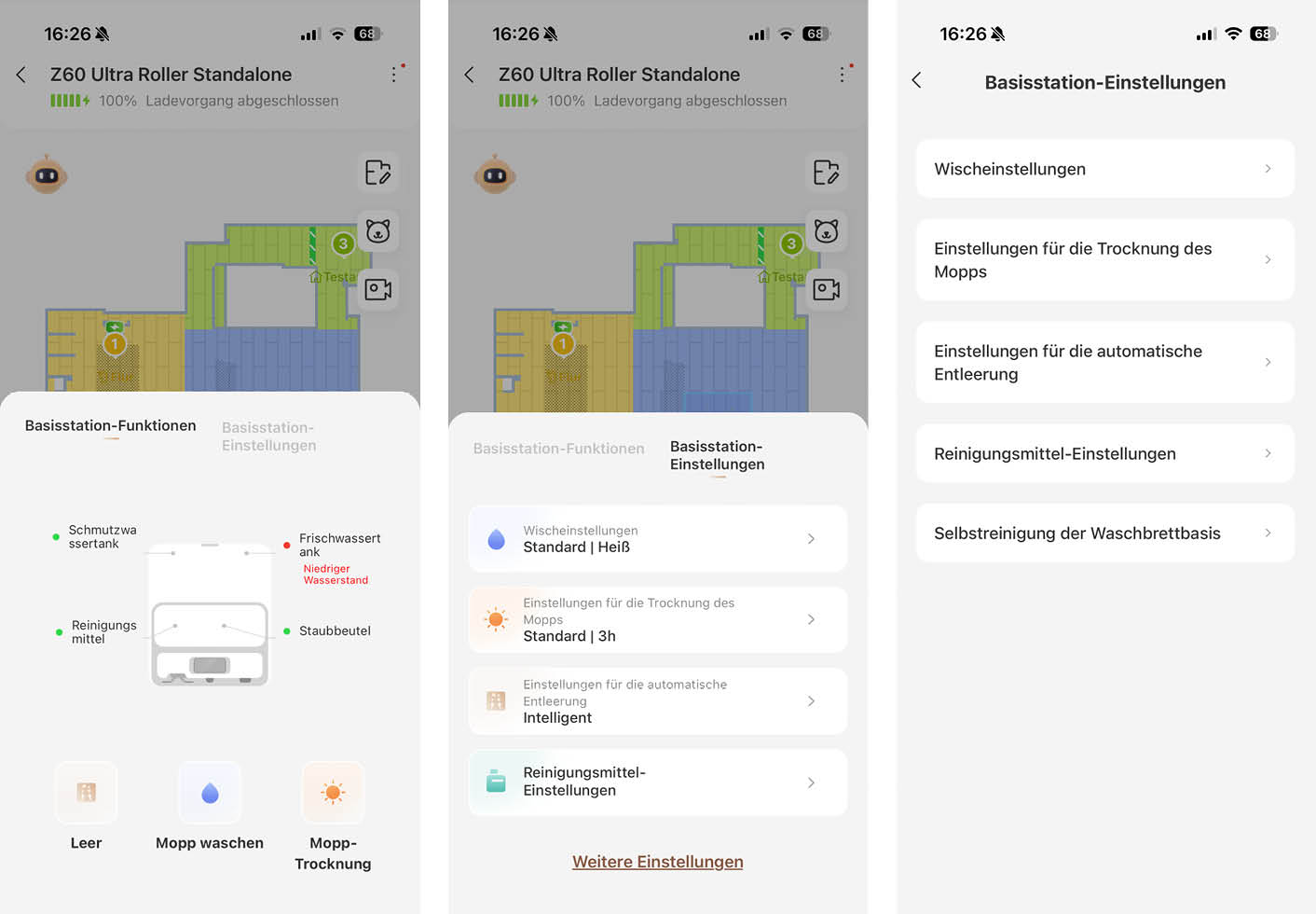 MOVA Z60 Ultra Roller StandAlone App Basisstation
