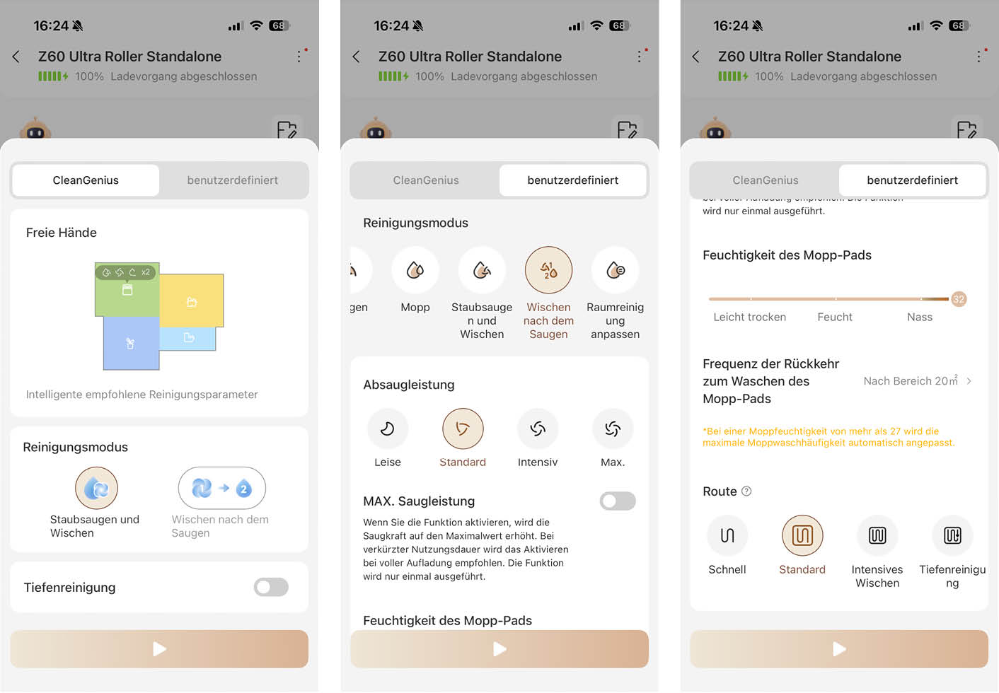 MOVA Z60 Ultra Roller StandAlone App Reinigungs