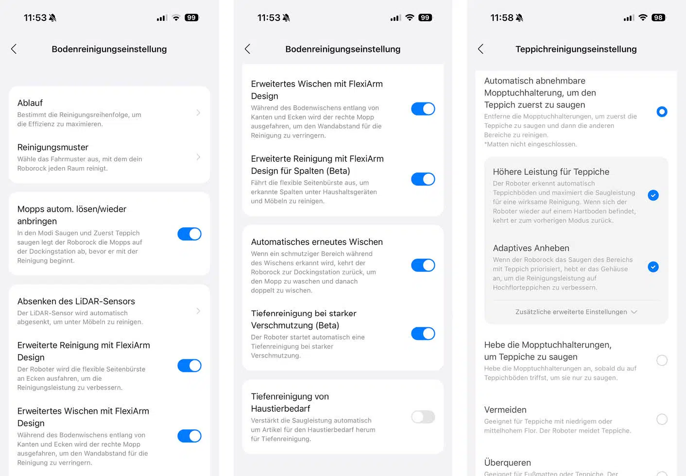 Roborock Qrevo Curv 2 Pro App Bodenreinigung