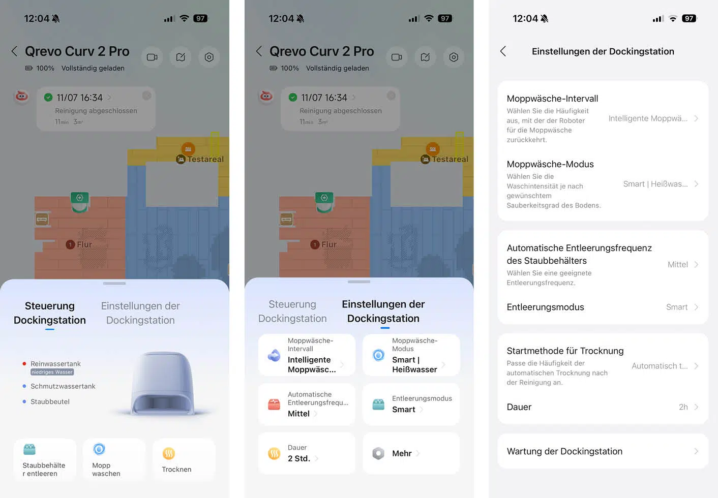 Roborock Qrevo Curv 2 Pro App Reinigungsstation