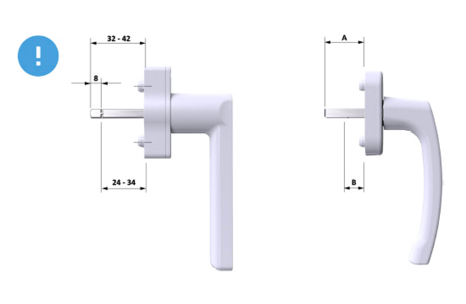 SIEGENIA Smarter Fenstergriff Matter Bild Maße