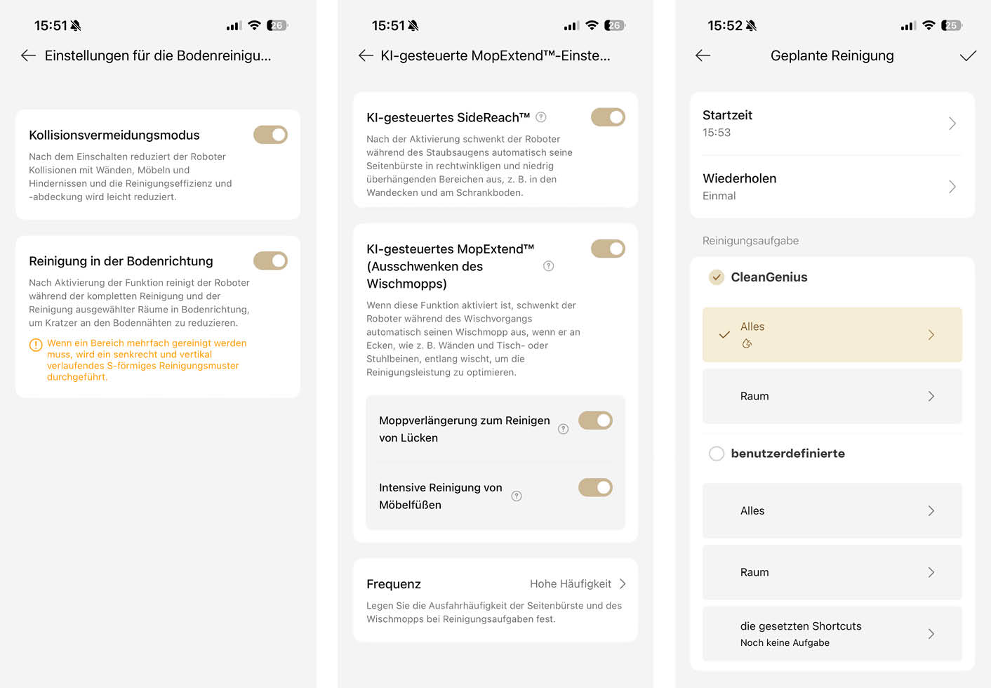 MOVA P50 Ultra App Bodenreinigung ne
