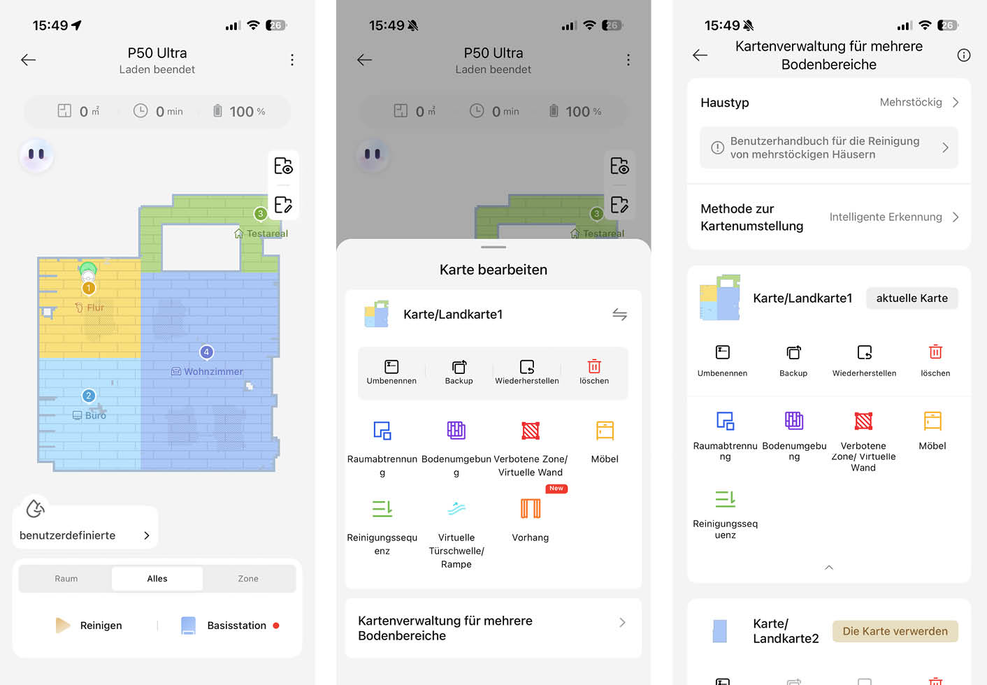 MOVA P50 Ultra App Karte