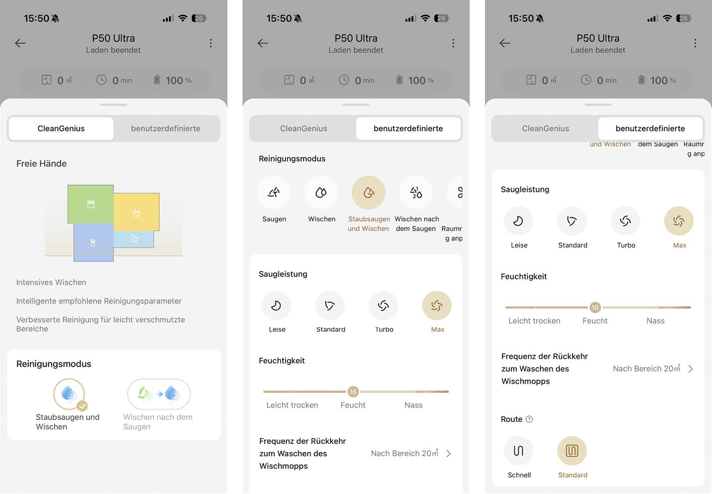 MOVA P50 Ultra App Reinigung