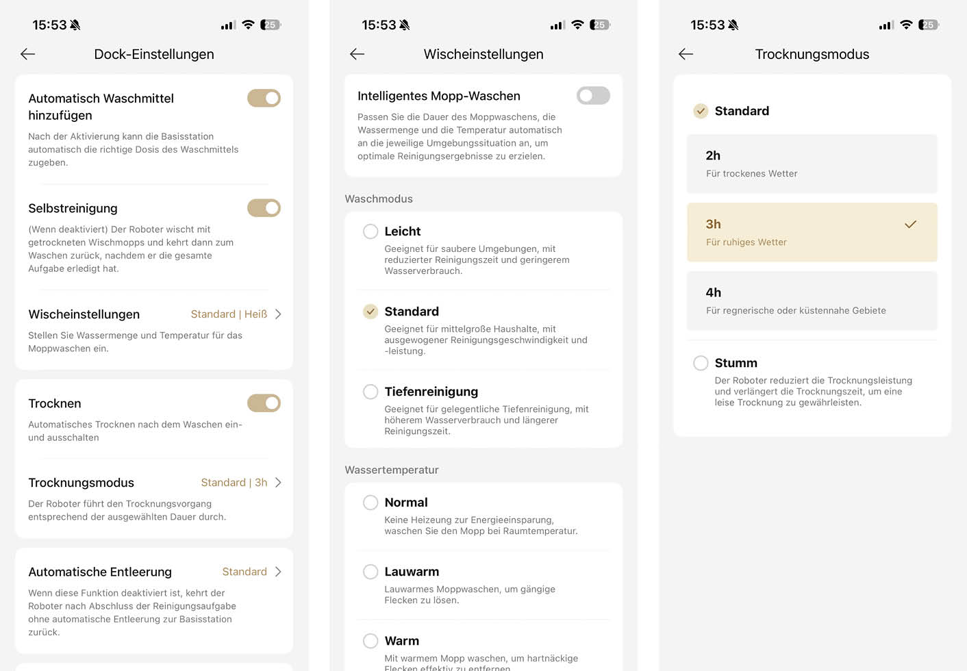 MOVA P50 Ultra App Reinigungsstation