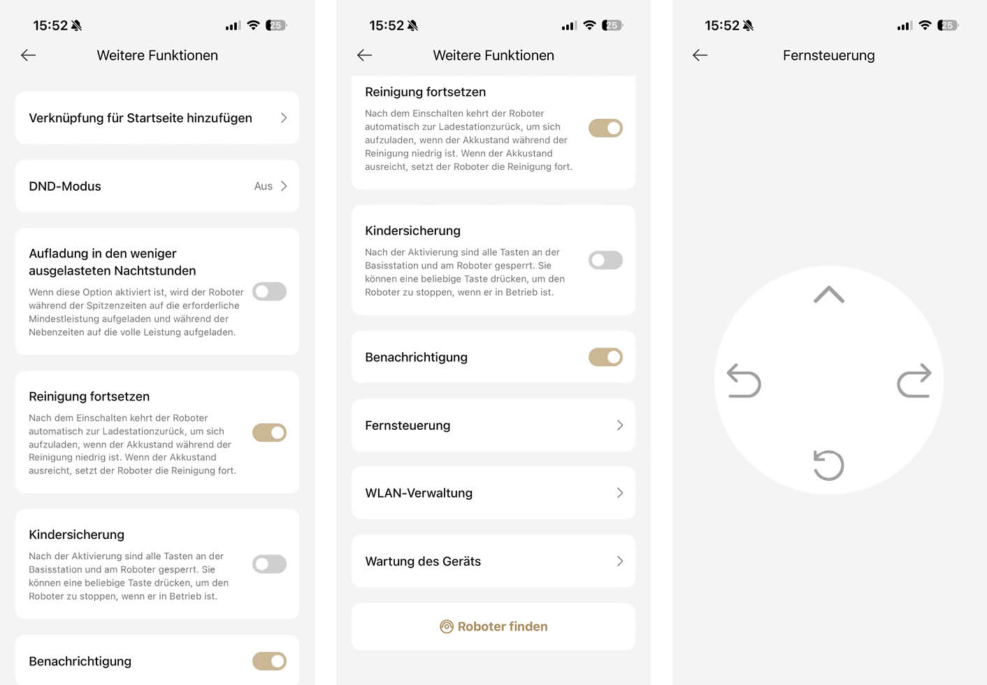 MOVA P50 Ultra App Robotereinstellungen