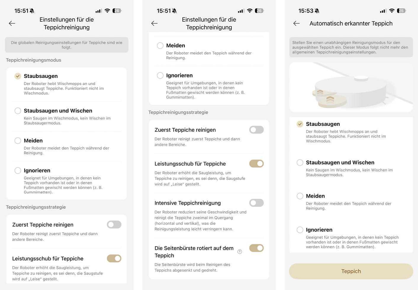 MOVA P50 Ultra App Teppich