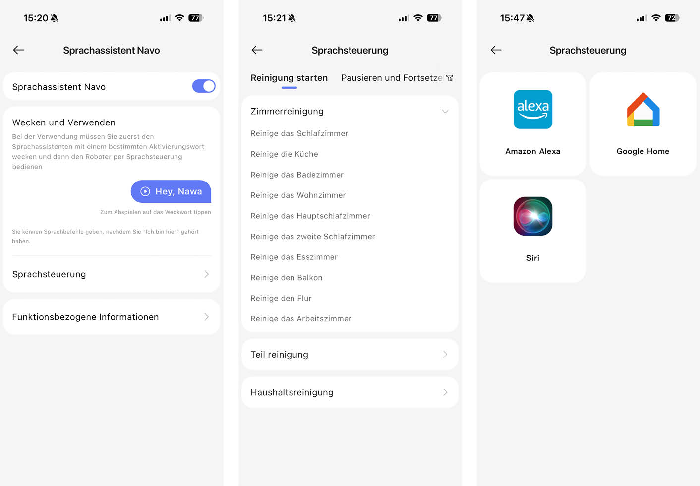 Narwal Flow App Sprachassistent