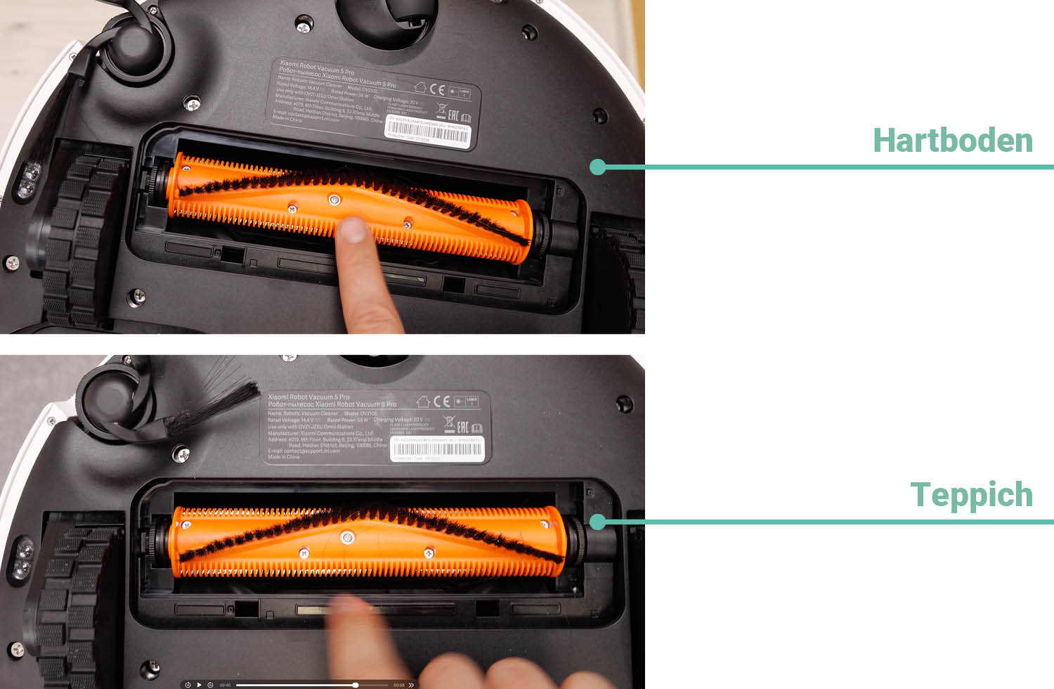 Xiaomi Robot Vacuum 5 Saugen Haare nachher