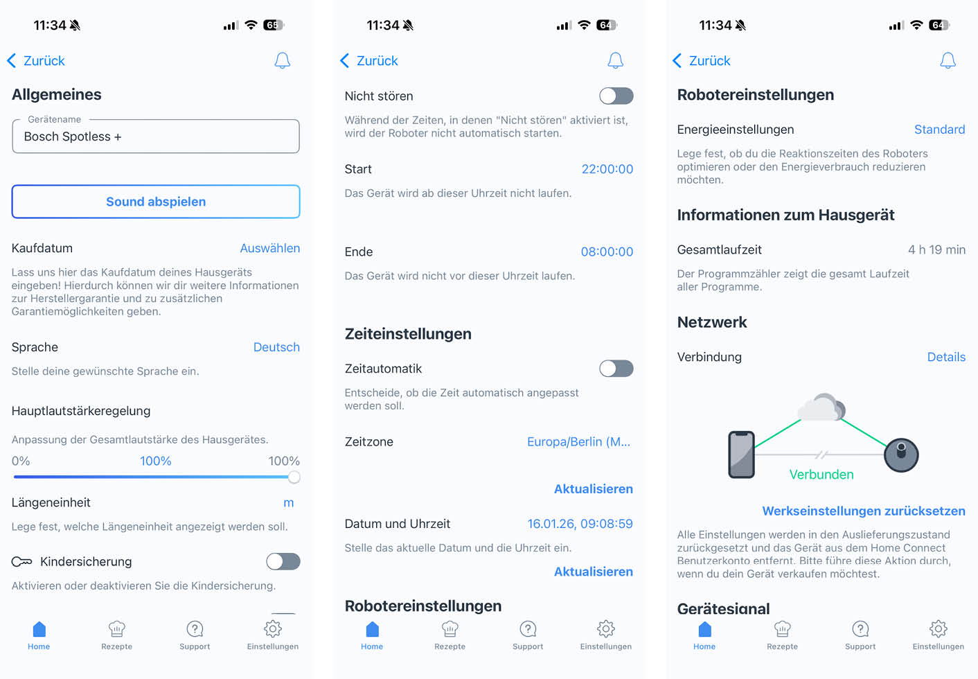 Bosch Spotless + APP Einstellungen