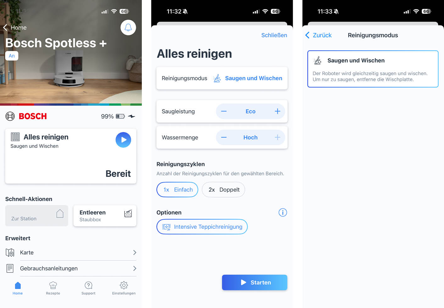 Bosch Spotless + APP Reinigung