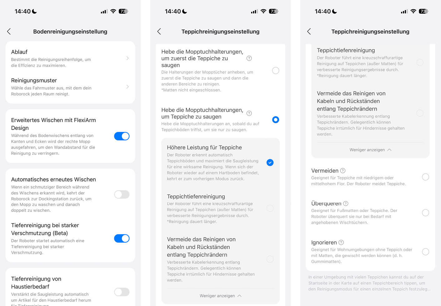 Roborock Qrevo Curv 2 Flow App Boden Teppich
