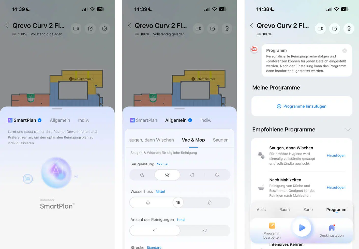 Roborock Qrevo Curv 2 Flow App Reinigung