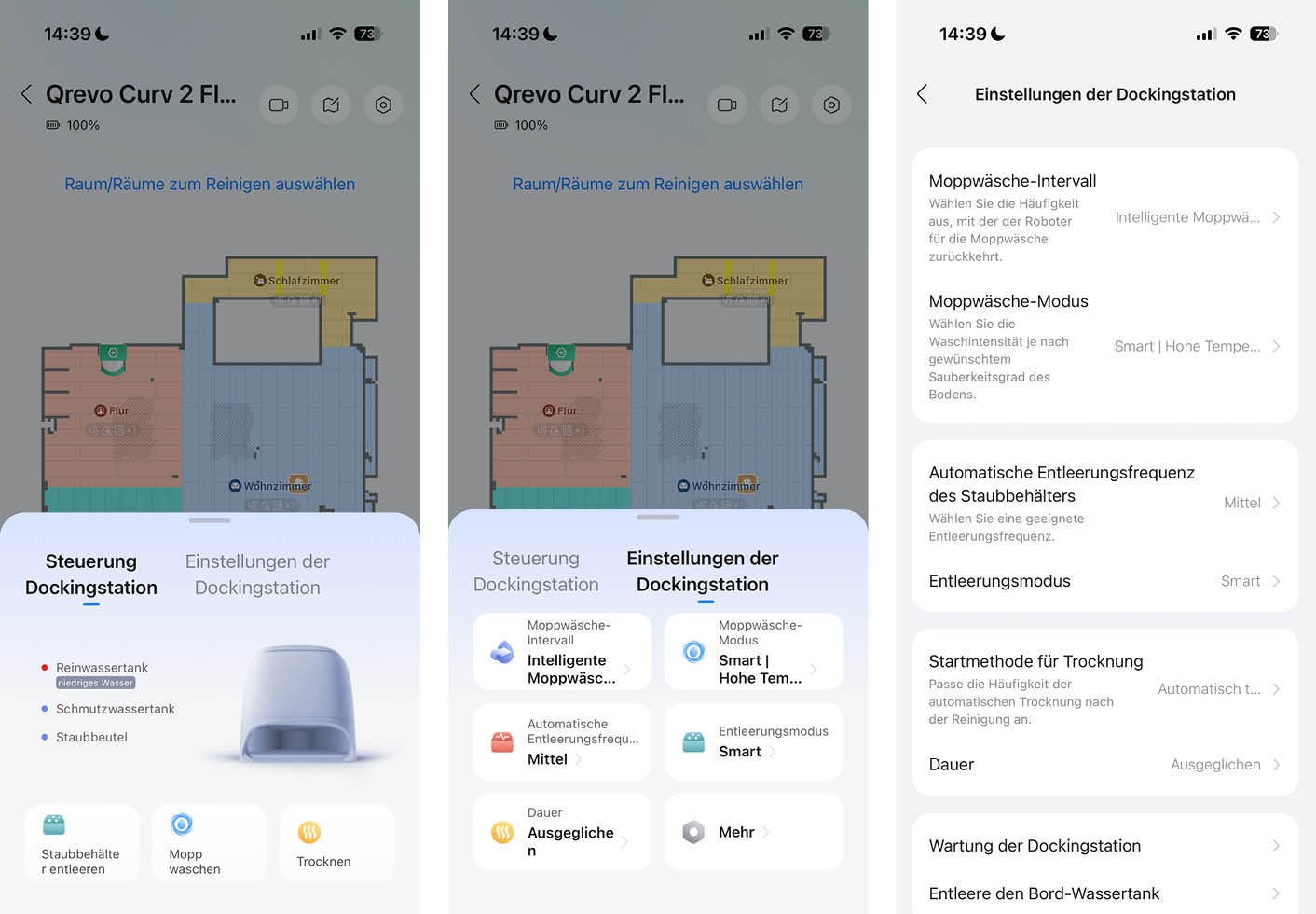 Roborock Qrevo Curv 2 Flow App Reinigungsstation