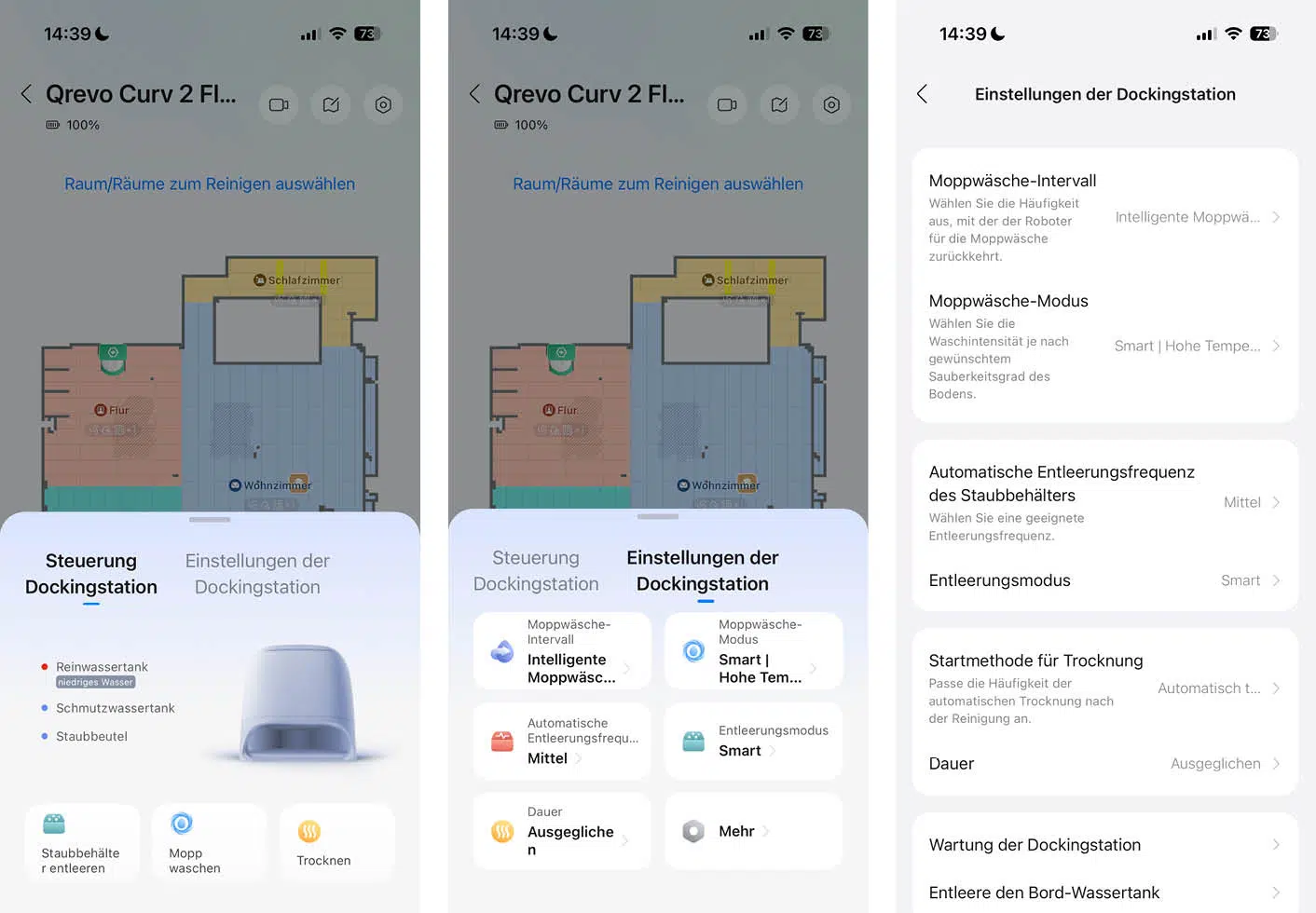 Roborock Qrevo Curv 2 Flow App Reinigungsstation