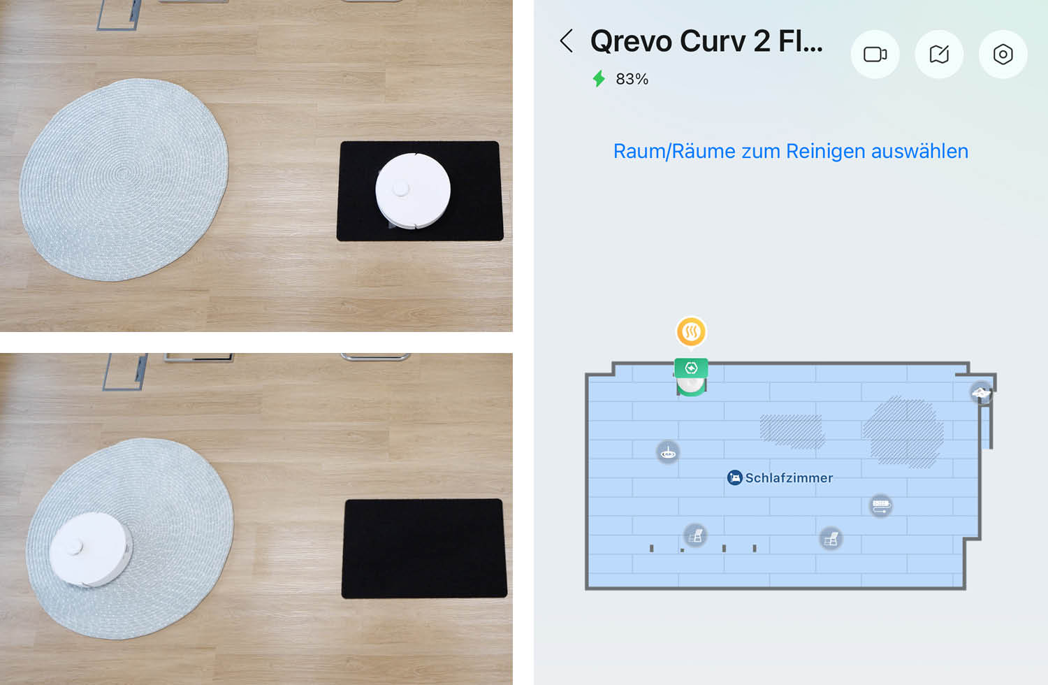 Roborock Qrevo Curv 2 Flow Navigation Teppich rund schwarz