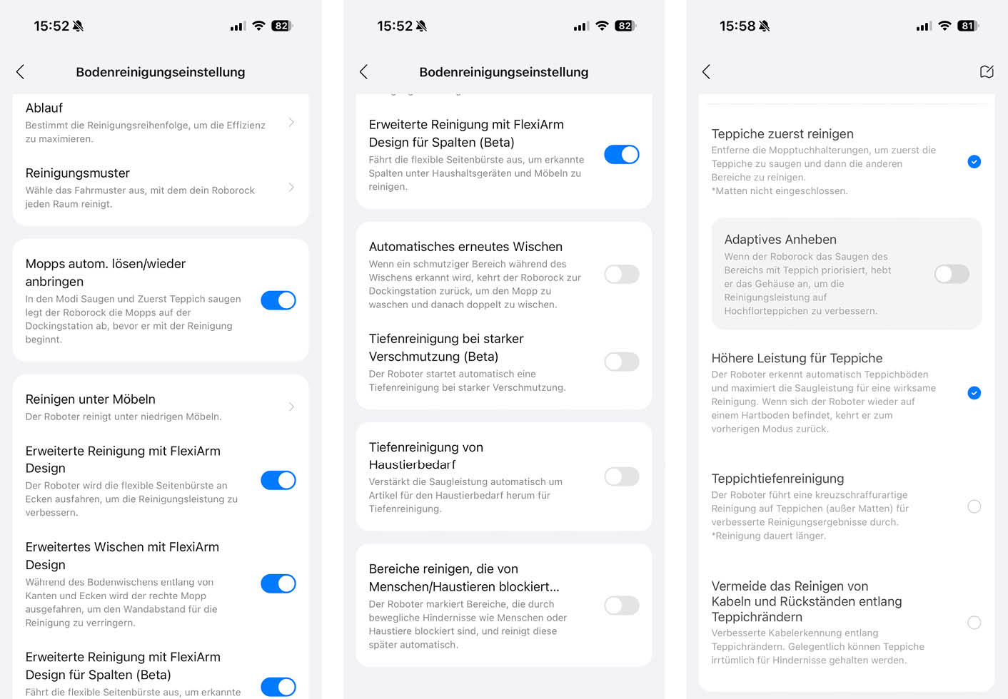 Roborock Saros 20 App Bodenreinigung