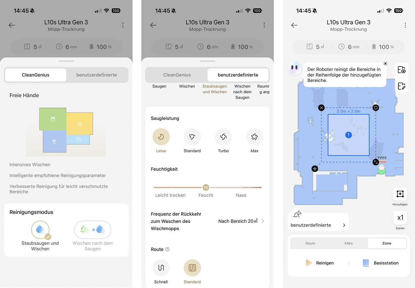 Dreame L10s Ultra Gen 3 App Reinigung