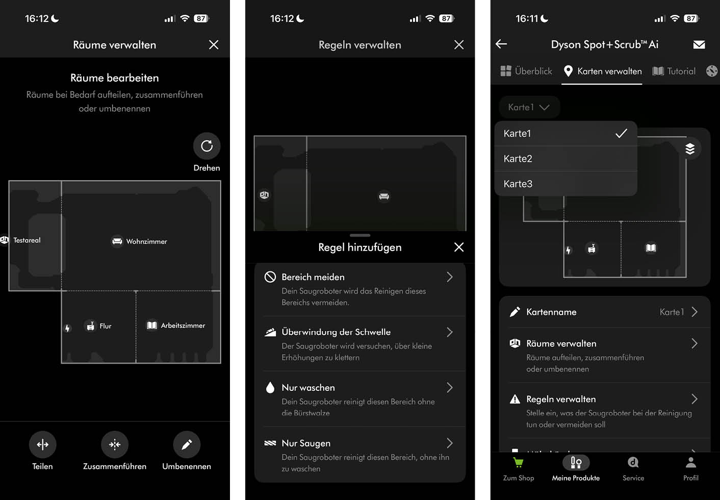 Dyson Spot+Scrub Ai App Karte