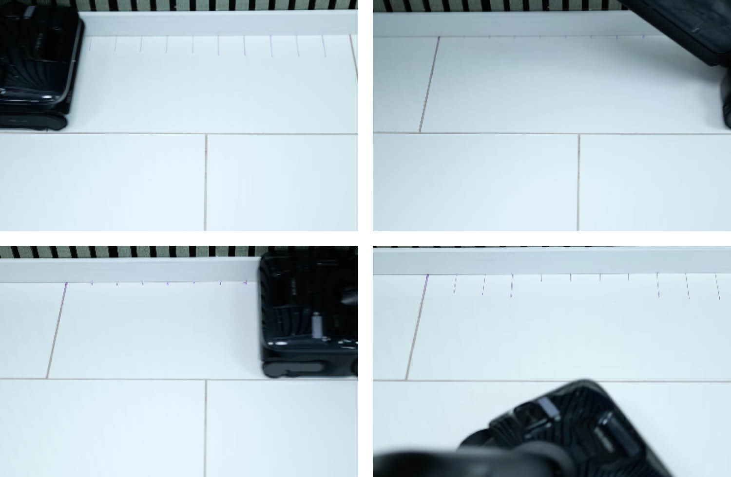 Reinigungsergebnis Roborock F25 ACE Pro Kante Kreidestift