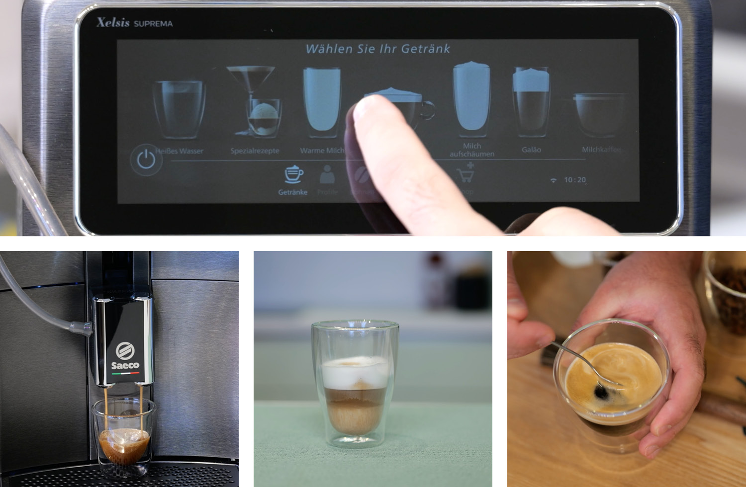 Die Getränkeauswahl der Saeco Xelsis Suprema