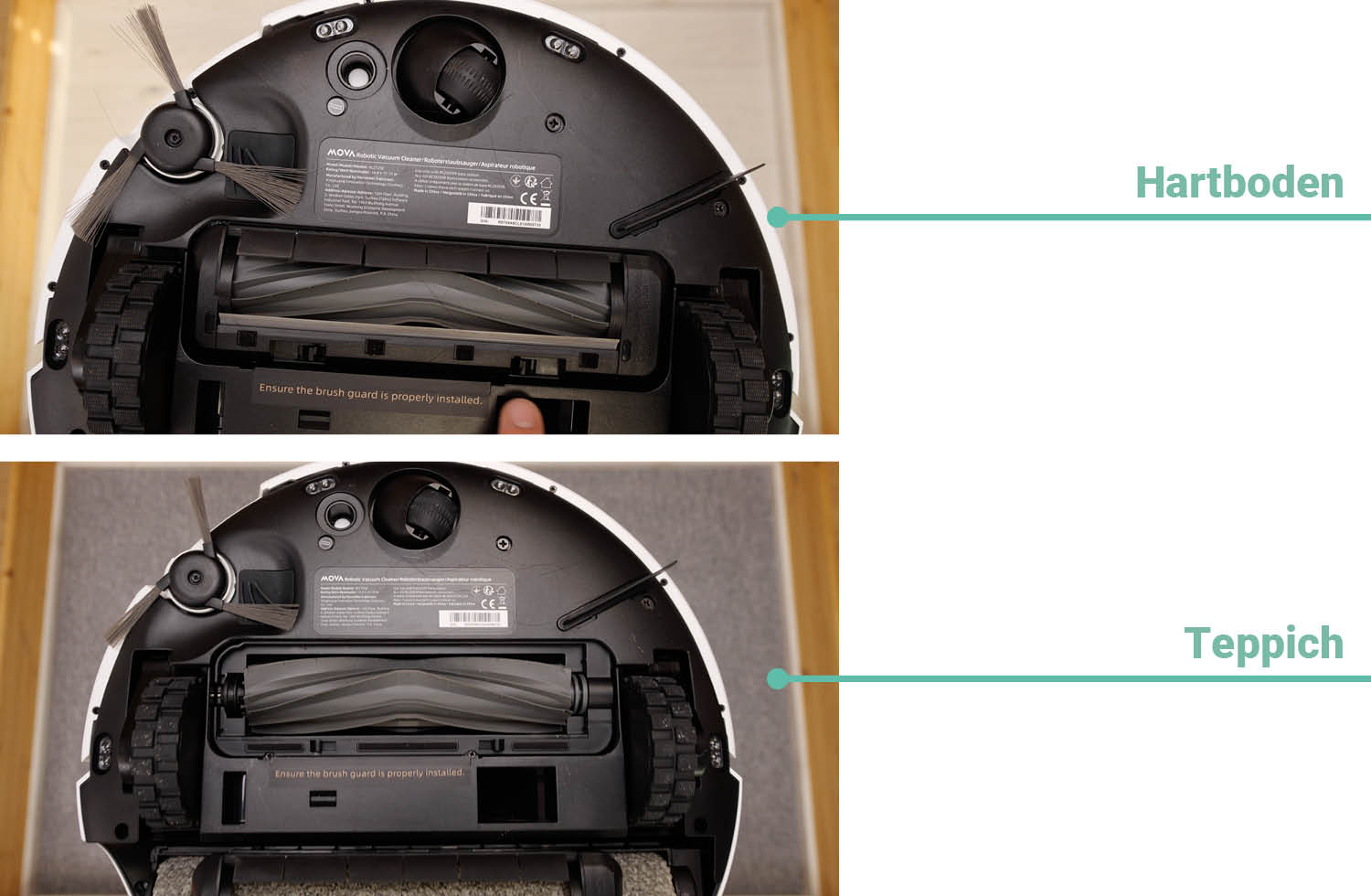 MOVA S70 Roller Saugen Haare nachher