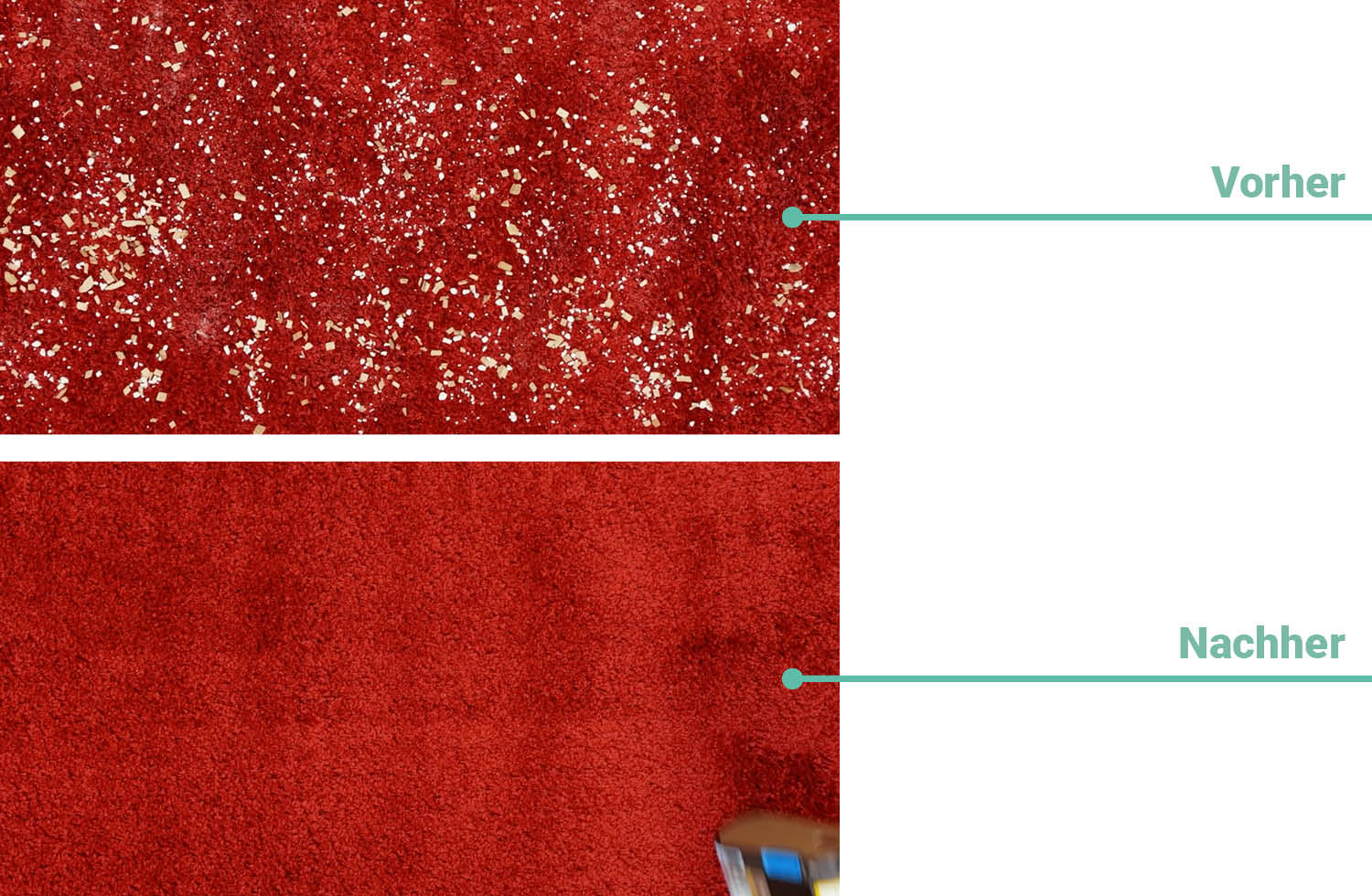 Reinigungsergebnis auf Teppich