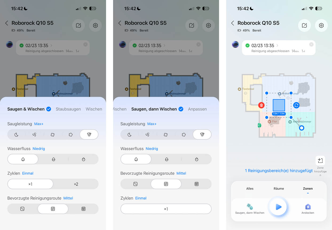 Roborock Q10 S5 App Reinigung